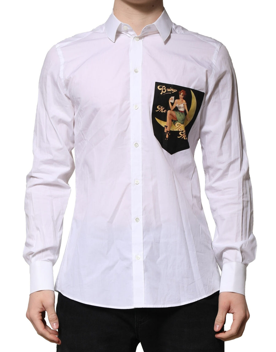 Dolce & Gabbana White MARTINI Long-Sleeve Men's Formal Shirt