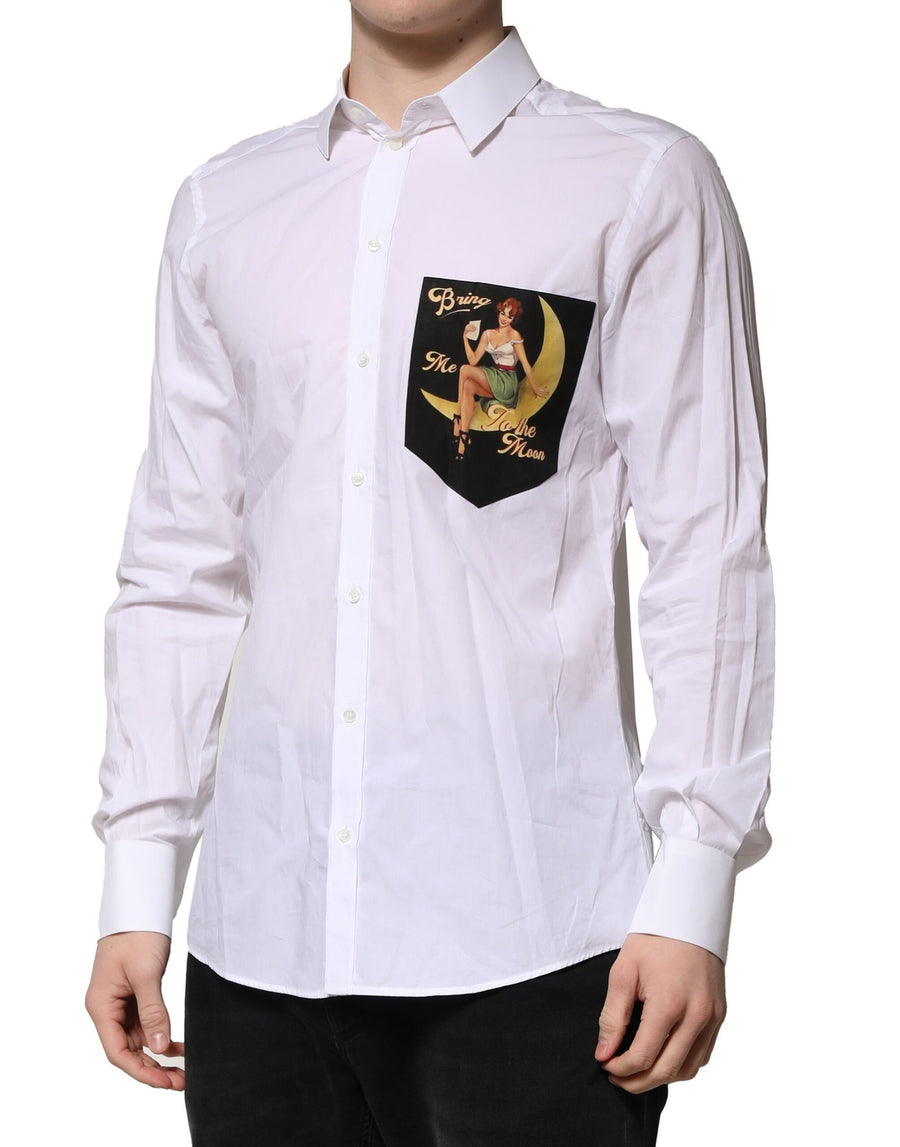 Dolce & Gabbana White MARTINI Long-Sleeve Men's Formal Shirt