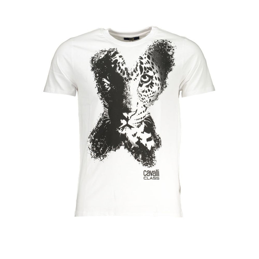 Cavalli Class Weißes Herren-T-Shirt aus Baumwolle