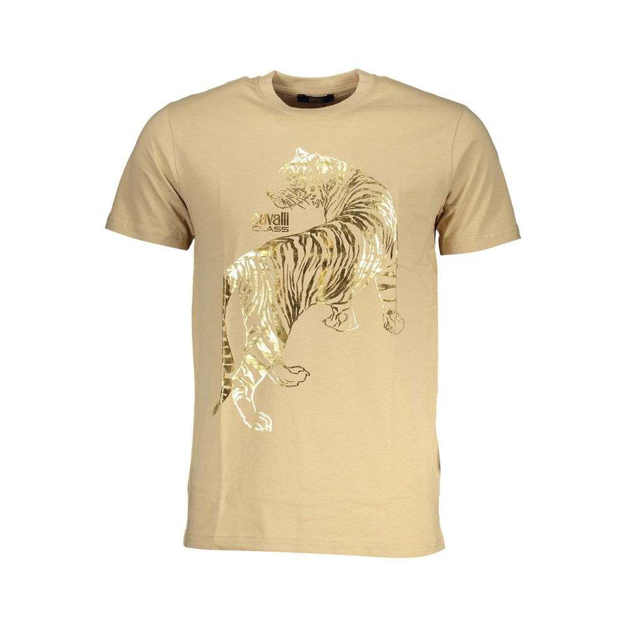 Cavalli Class Men's Beige Cotton T-Shirt