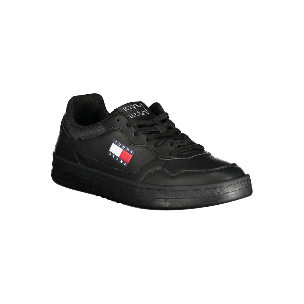 Tommy Hilfiger Black Polyurethane Men's Sneakers