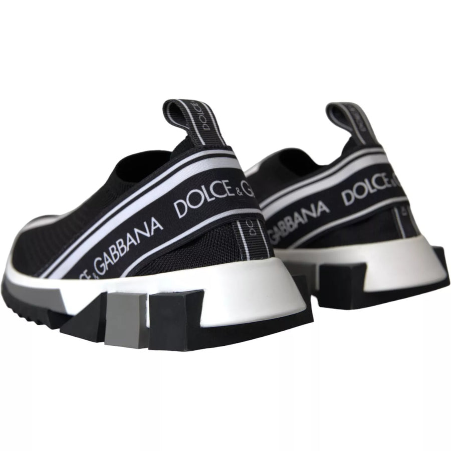 Dolce & Gabbana Black White Slip-On Sorrento Sneakers Shoes