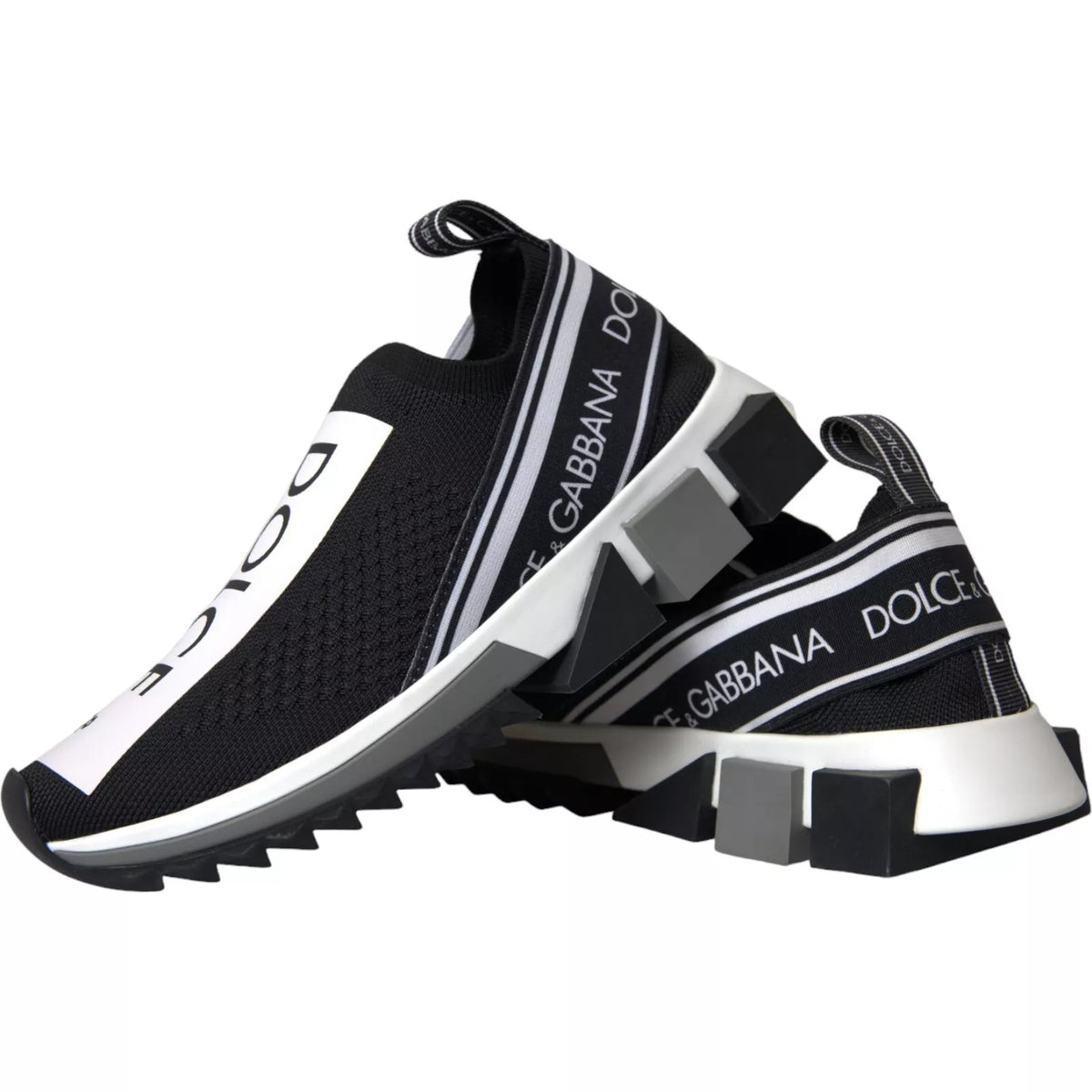 Dolce & Gabbana Black White Slip-On Sorrento Sneakers Shoes