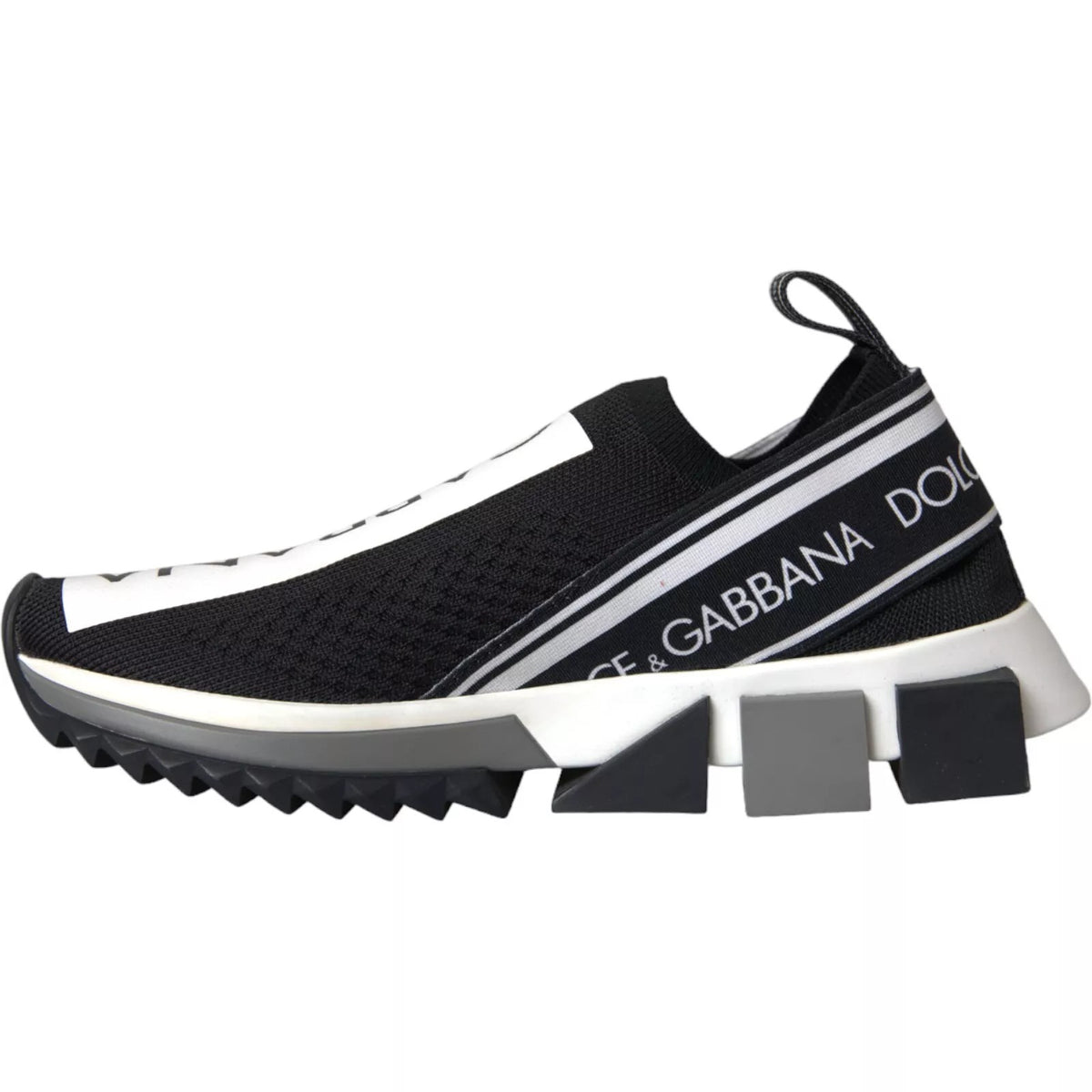 Dolce & Gabbana Black White Slip-On Sorrento Sneakers Shoes