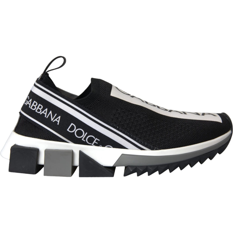 Dolce & Gabbana Black White Slip-On Sorrento Sneakers Shoes