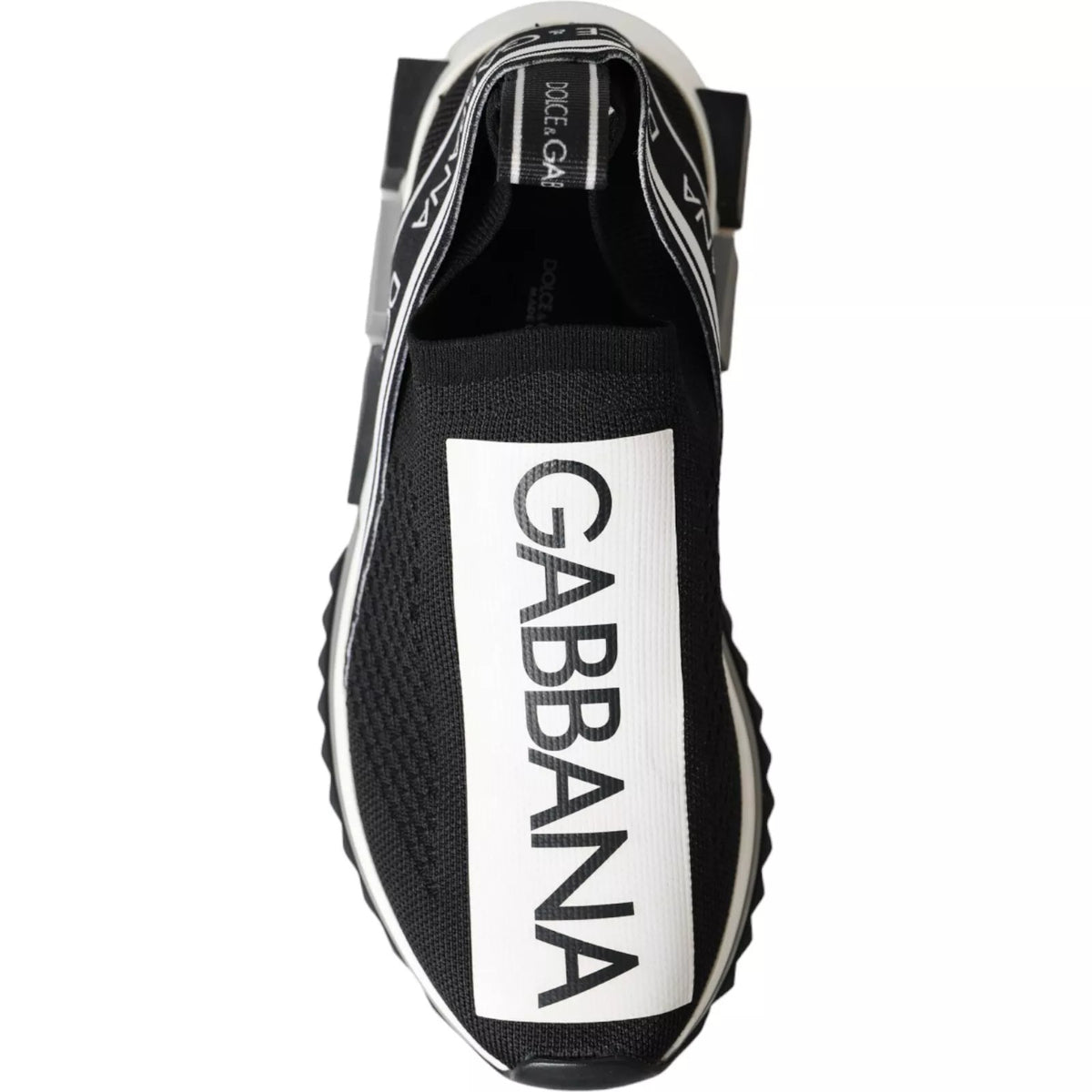 Dolce & Gabbana Black White Slip-On Sorrento Sneakers Shoes