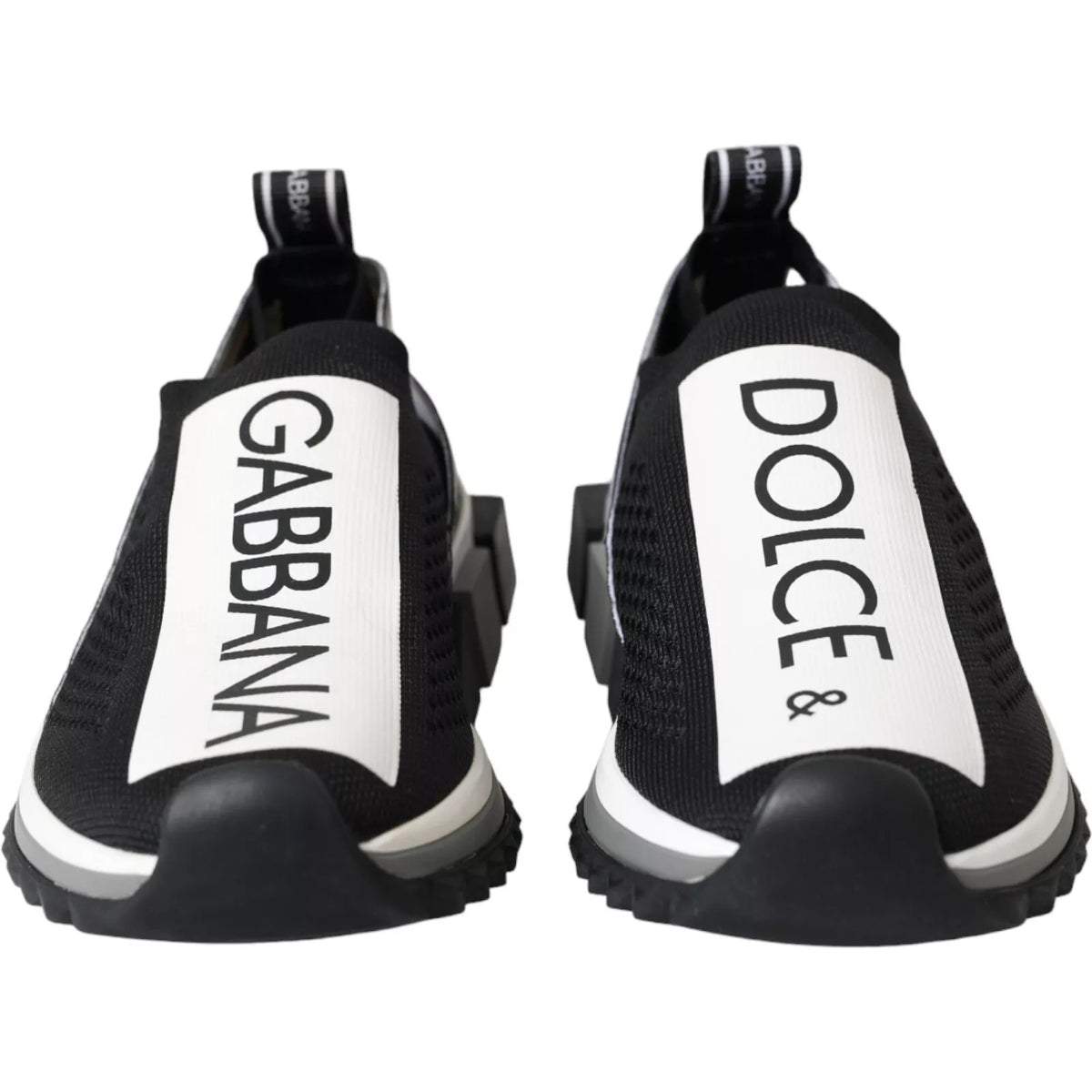 Dolce & Gabbana Black White Slip-On Sorrento Sneakers Shoes