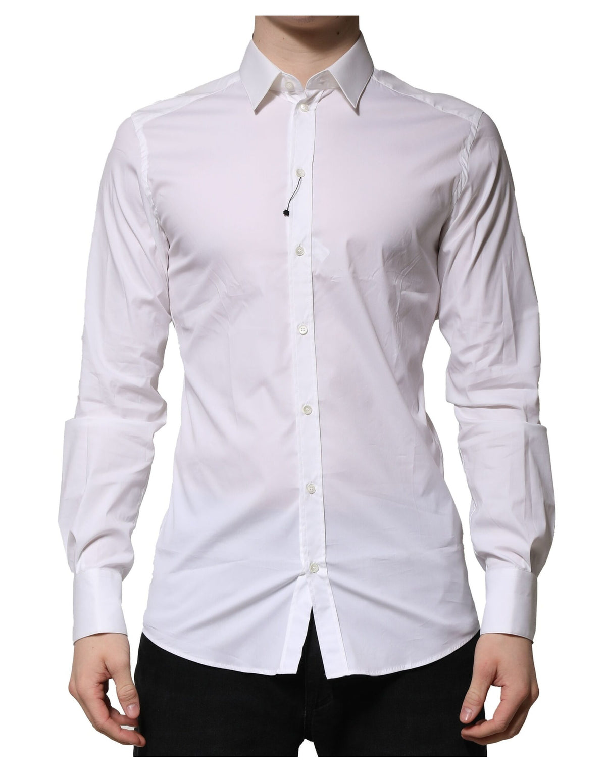 Dolce & Gabbana White Long-Sleeve Cotton GOLD Formal Shirt