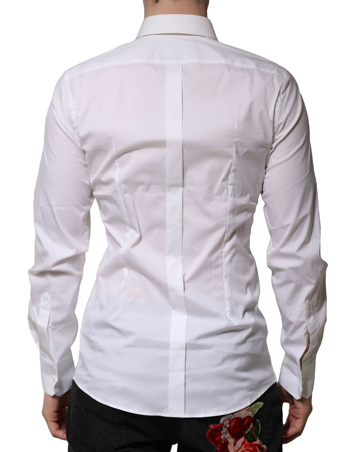 Dolce & Gabbana White Long-Sleeve Cotton GOLD Formal Shirt