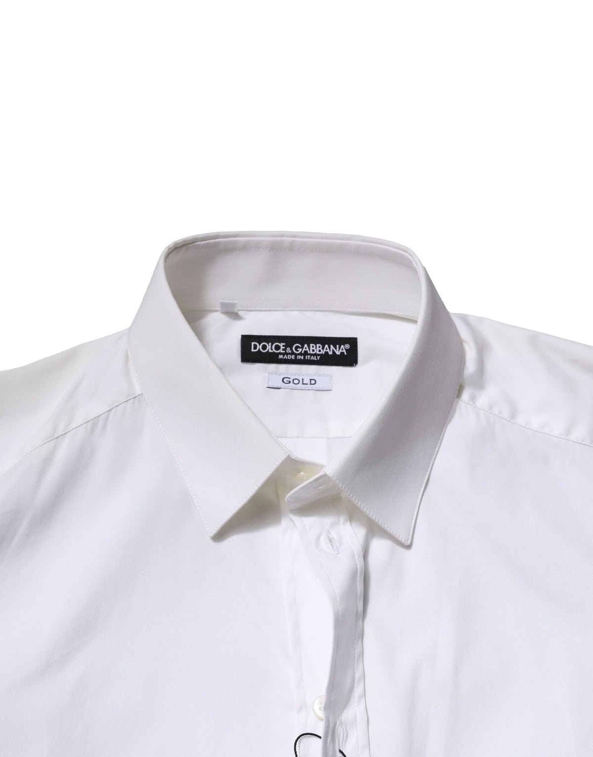 Dolce & Gabbana White Long-Sleeve Cotton GOLD Formal Shirt