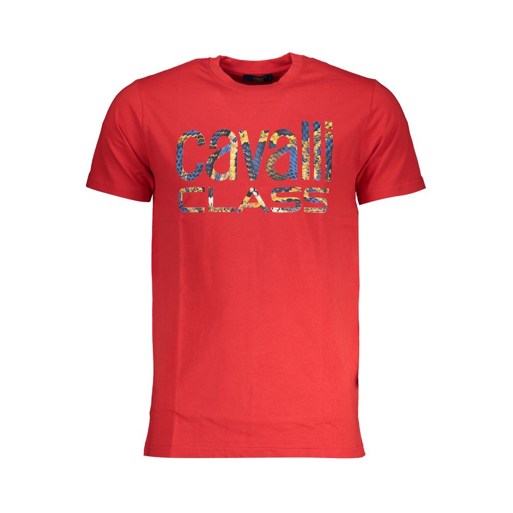 Cavalli Class Rotes Baumwoll-T-Shirt für Herren