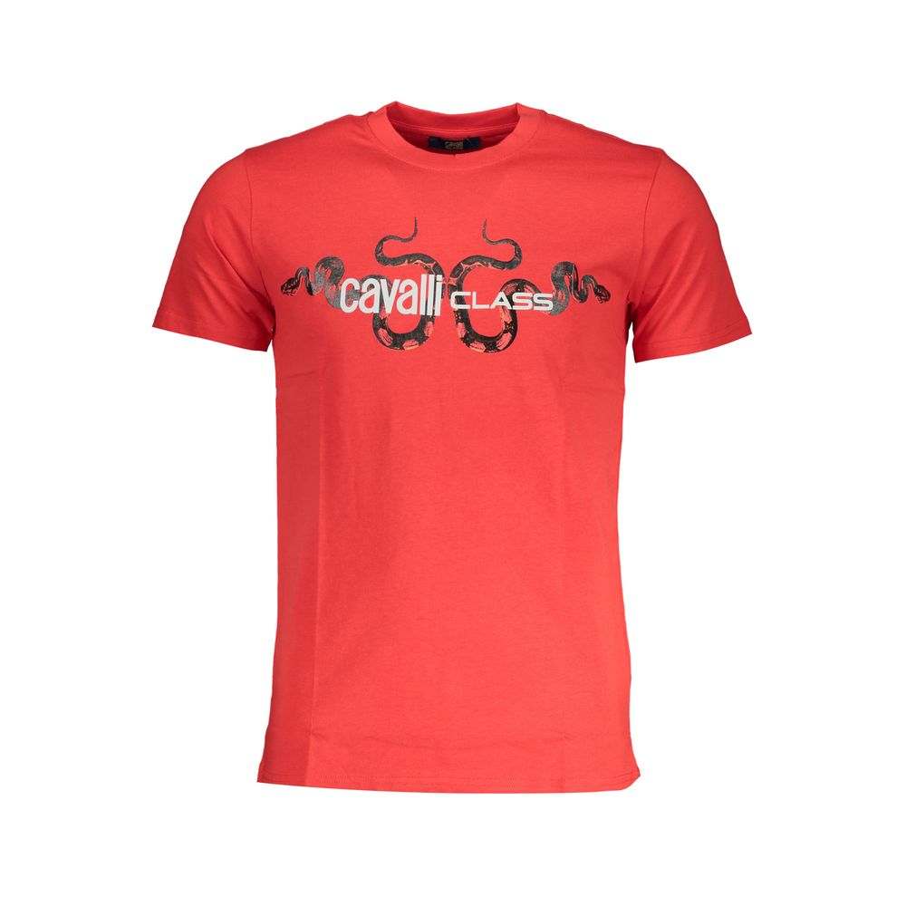 Men's Cavalli Class Red Cotton T-Shirt