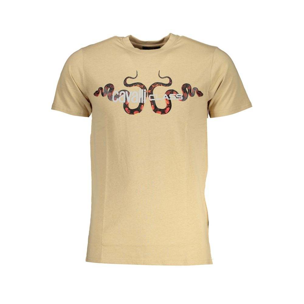 Cavalli Class Men's Beige Cotton T-Shirt