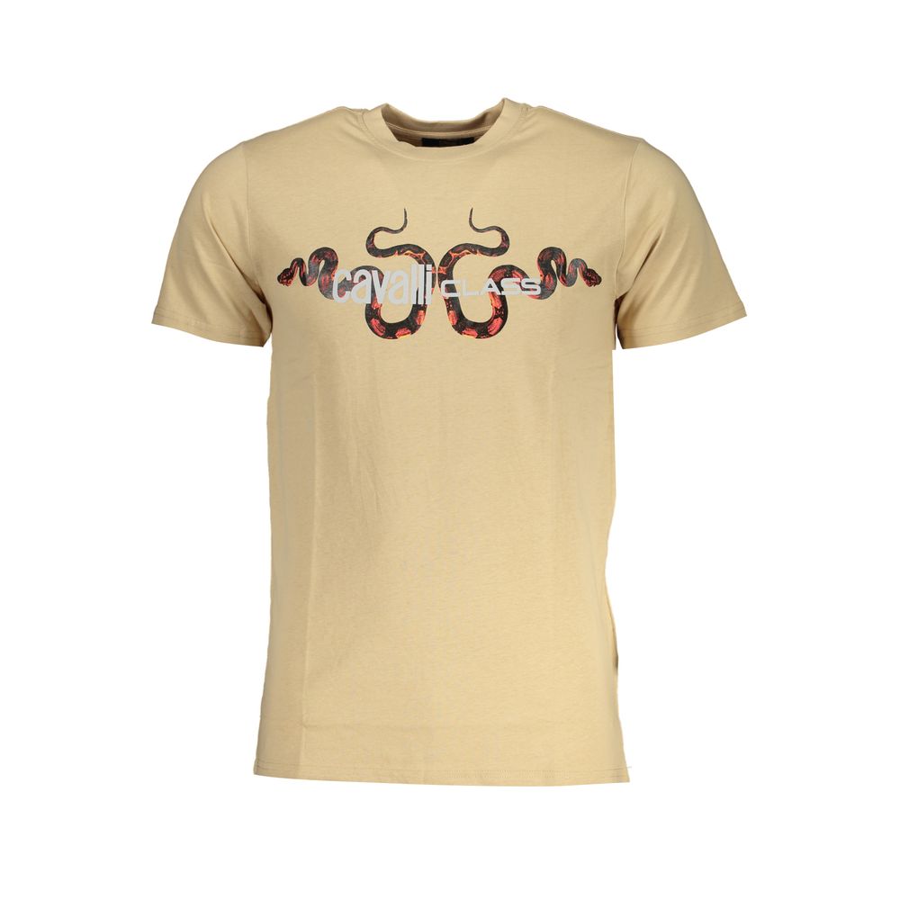Cavalli Class Beige Baumwoll-T-Shirt für Herren