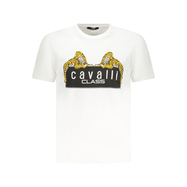 Cavalli Class Weißes Herren-T-Shirt aus Baumwolle