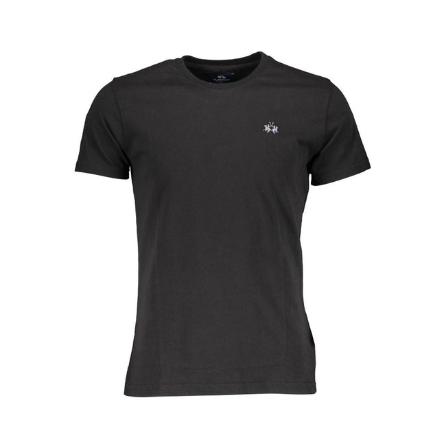 La Martina Schwarzes Baumwoll-T-Shirt für Herren