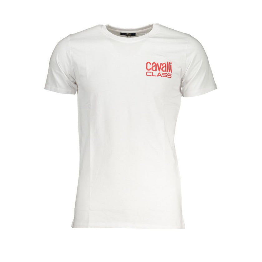 Cavalli Class Weißes Herren-T-Shirt aus Baumwolle