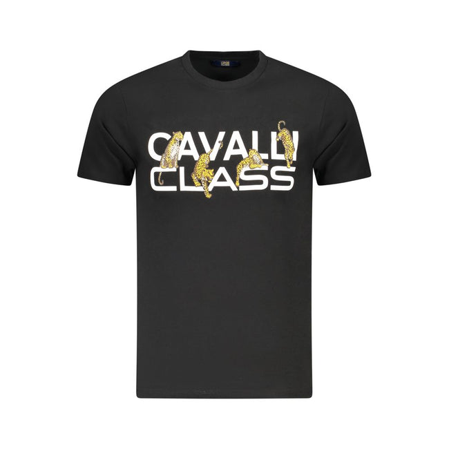 Cavalli Class Schwarzes Baumwoll-T-Shirt für Herren