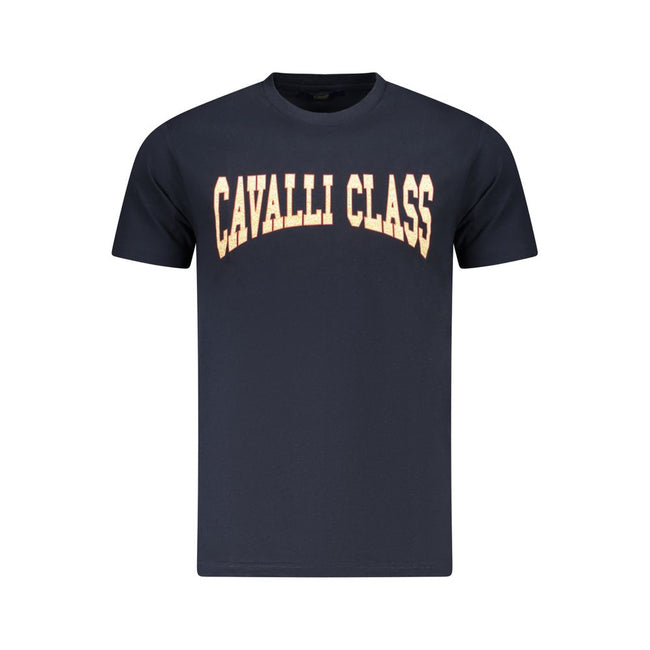Cavalli Class Blaues Baumwoll-T-Shirt für Herren