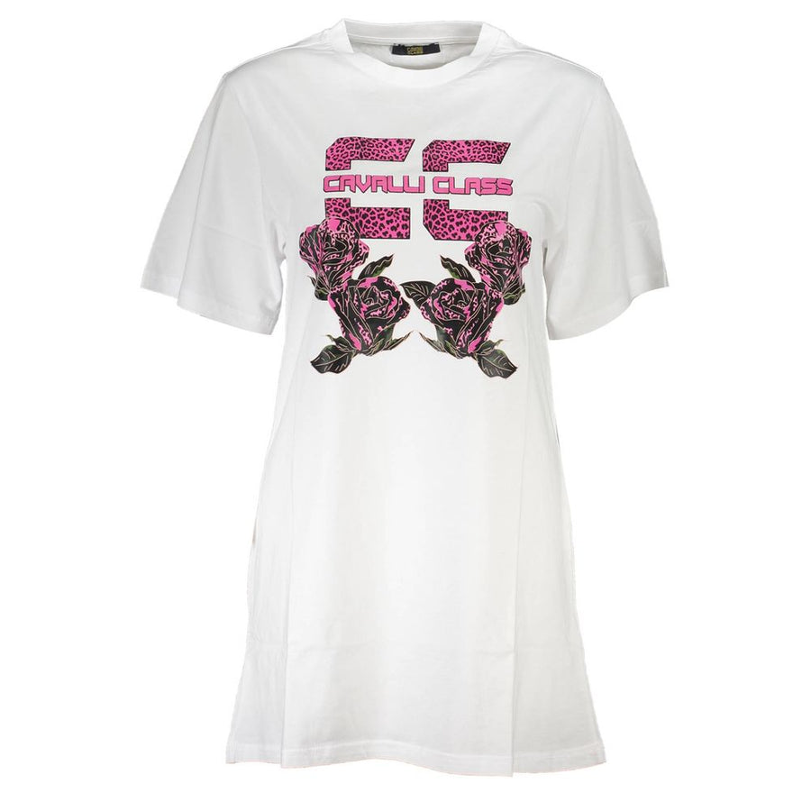 Cavalli Class Cotton Dress in White