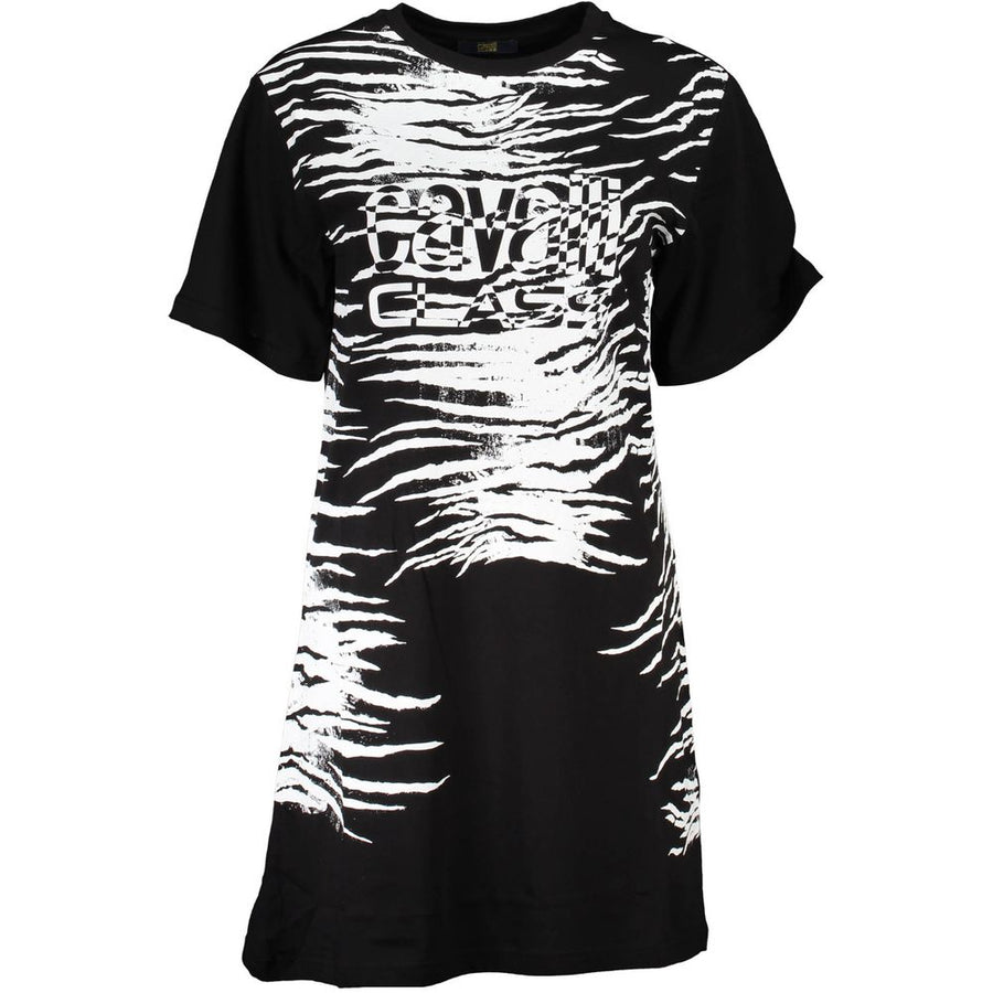 Cavalli Class Schwarzes Baumwoll-Freizeitkleid