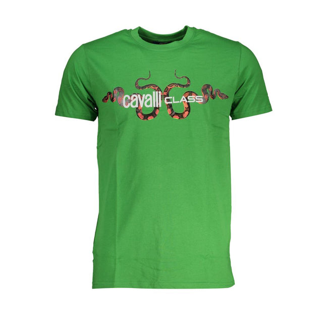 Cavalli Class Verde Baumwoll-T-Shirt für Herren