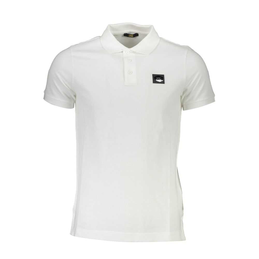 Weißes Cavalli Class Herrenpoloshirt aus 100% Baumwolle mit Logo und eleganter Applikation