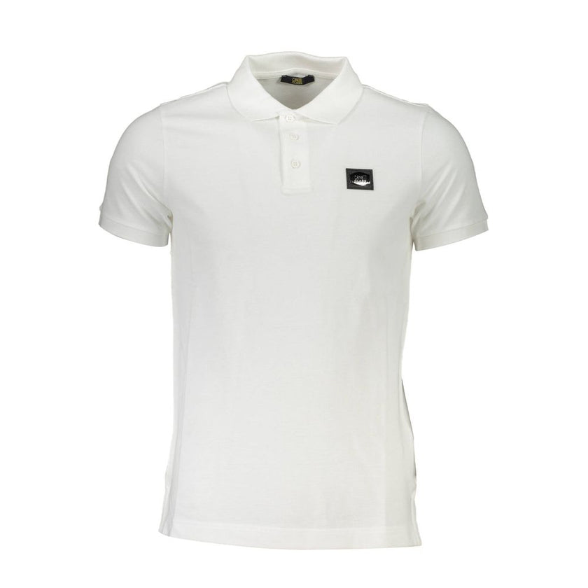 Cavalli Class Bianco Baumwoll-Herrenpoloshirt