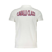 Cavalli Class white men's polo shirt made of 100% cotton with logo and elegant details