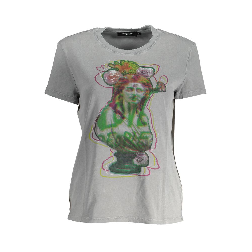 Desigual Graues Baumwoll-T-Shirt