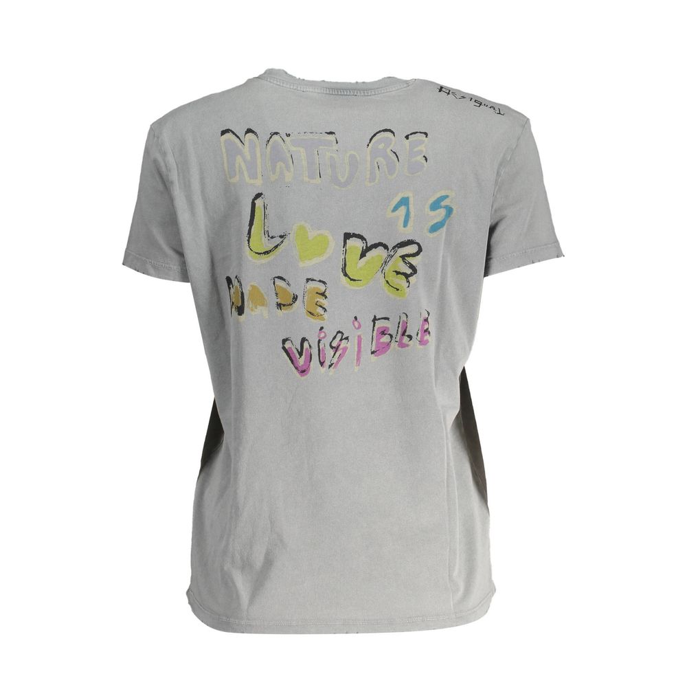 Desigual Graues Baumwoll-T-Shirt