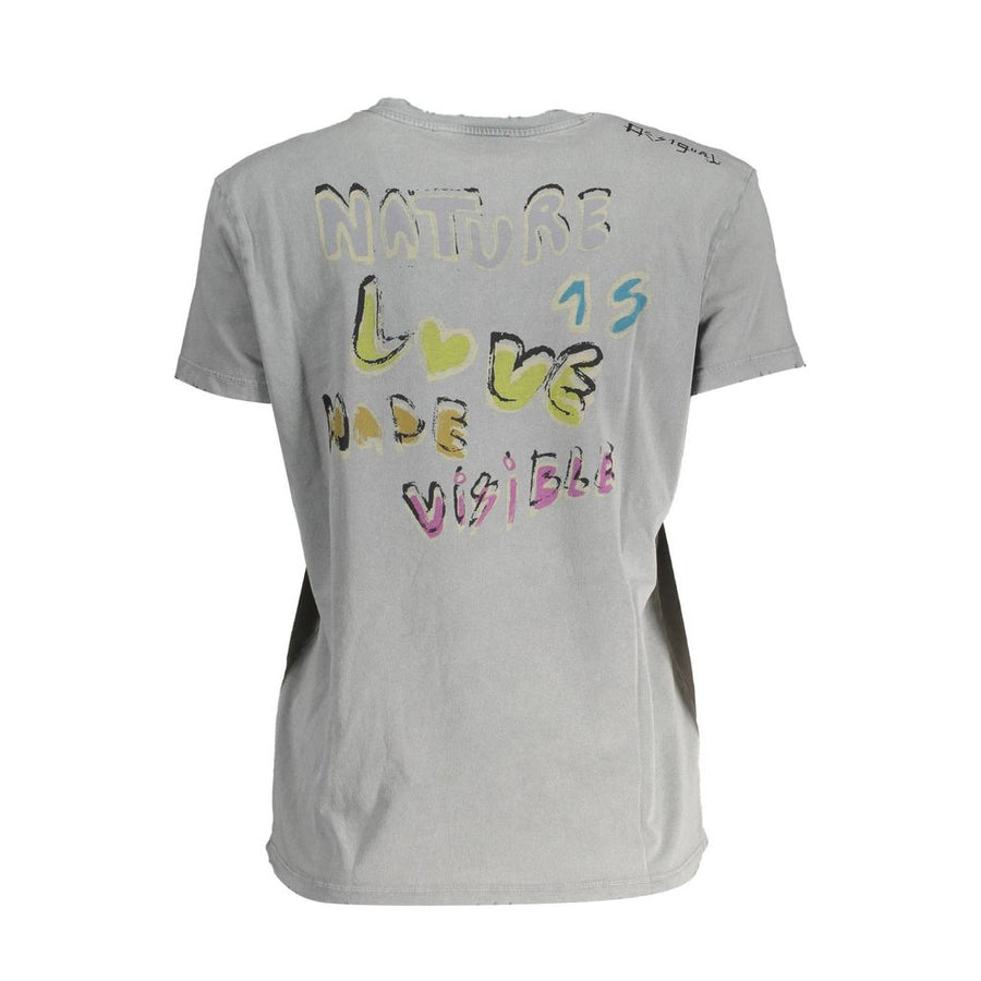 Desigual Grey Cotton T-Shirt