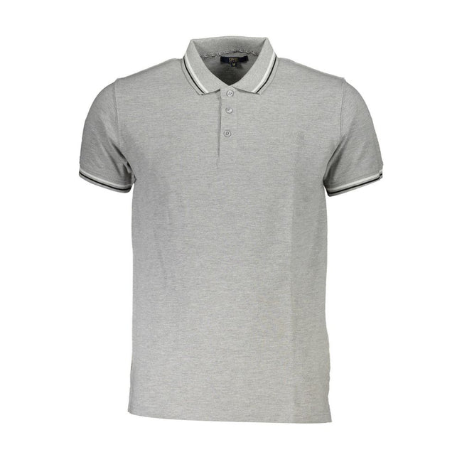 Cavalli Class Grigio Baumwoll-Herrenpoloshirt