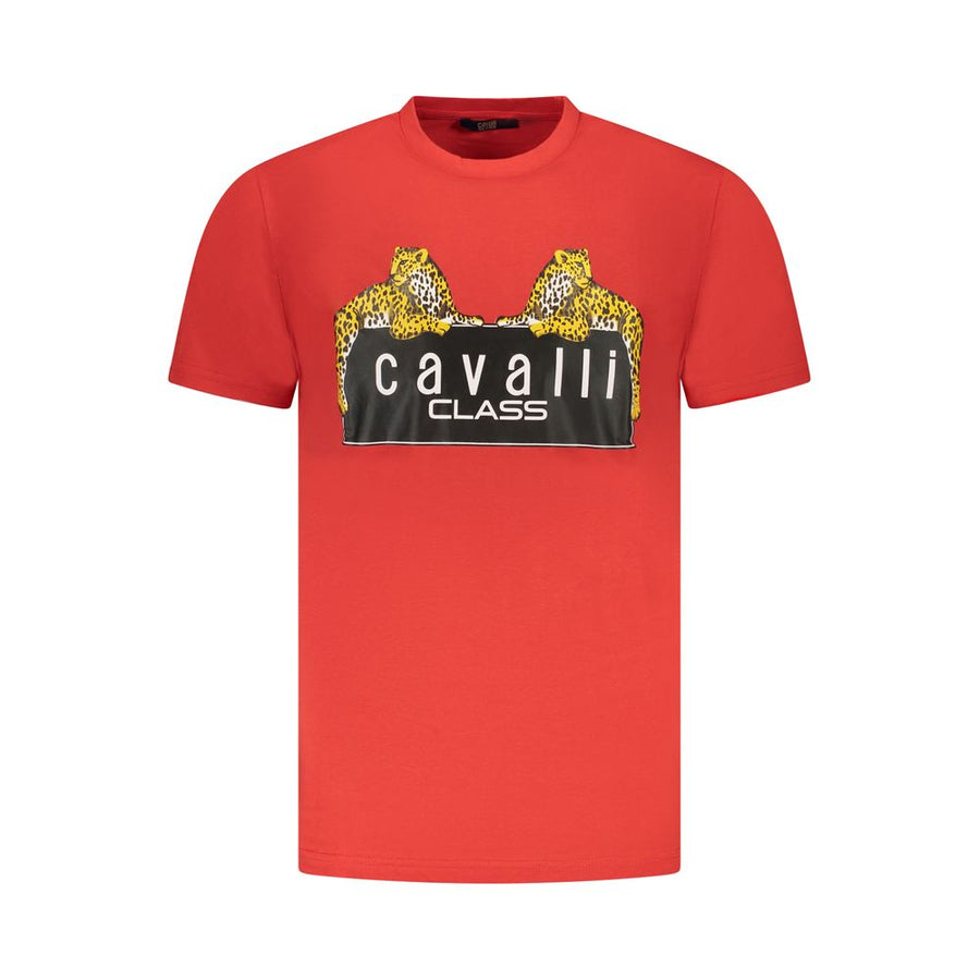Men's Cavalli Class Red Cotton T-Shirt