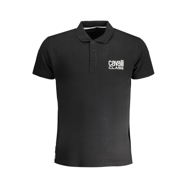 Cavalli Class Schwarzes Herren-Poloshirt aus Baumwolle