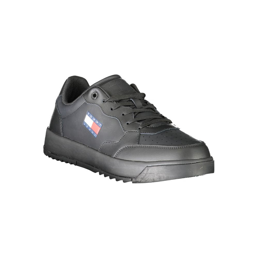 Tommy Hilfiger Black Polyurethane Men's Sneakers
