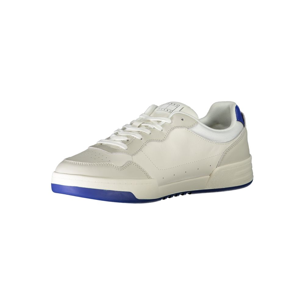 Tommy Hilfiger White Polyurethane Men's Sneakers