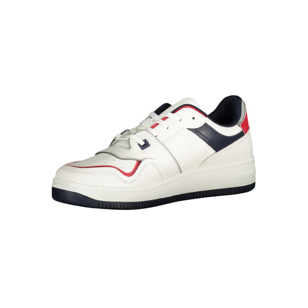 Tommy Hilfiger White Polyurethane Men's Sneakers