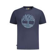 Timberland Blu Baumwoll-T-Shirt Herren kurzarm mit Rundhalsausschnitt und Logo-Druck