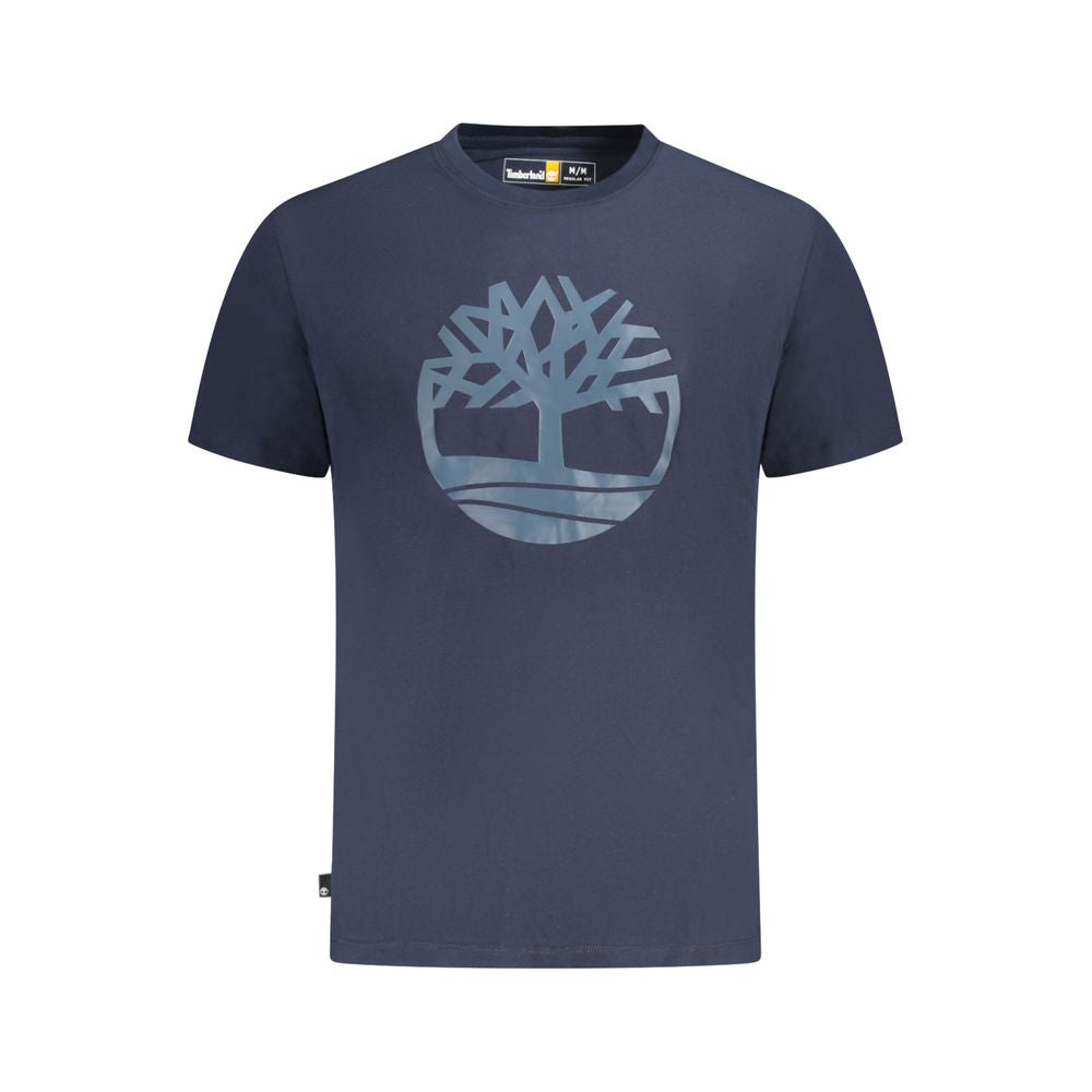 Timberland Blu Baumwoll-T-Shirt Herren kurzarm mit Rundhalsausschnitt und Logo-Druck