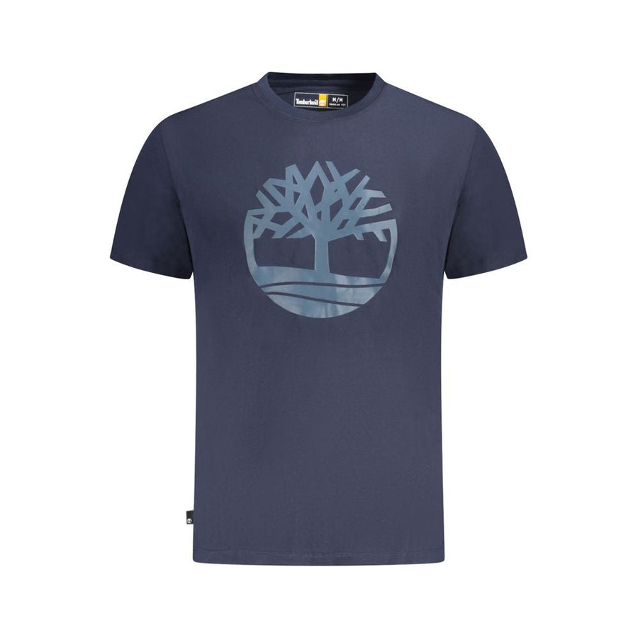 Timberland Blu Baumwoll-T-Shirt Herren kurzarm mit Rundhalsausschnitt und Logo-Druck