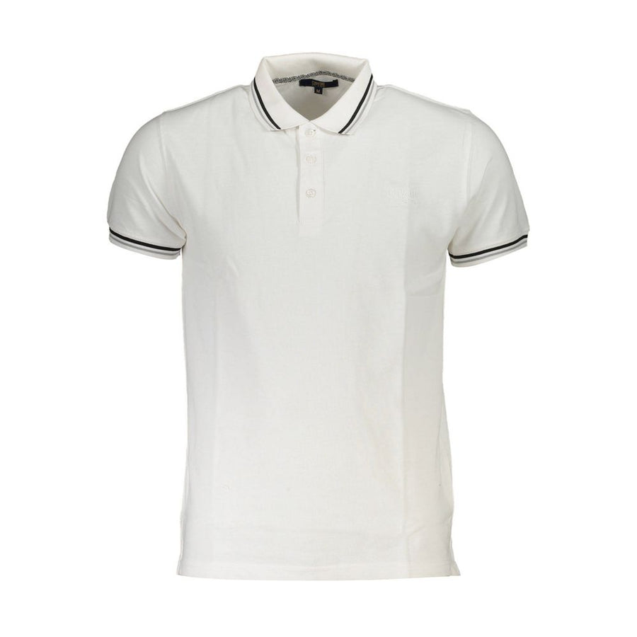 Cavalli Class Men's White Cotton Polo Shirt