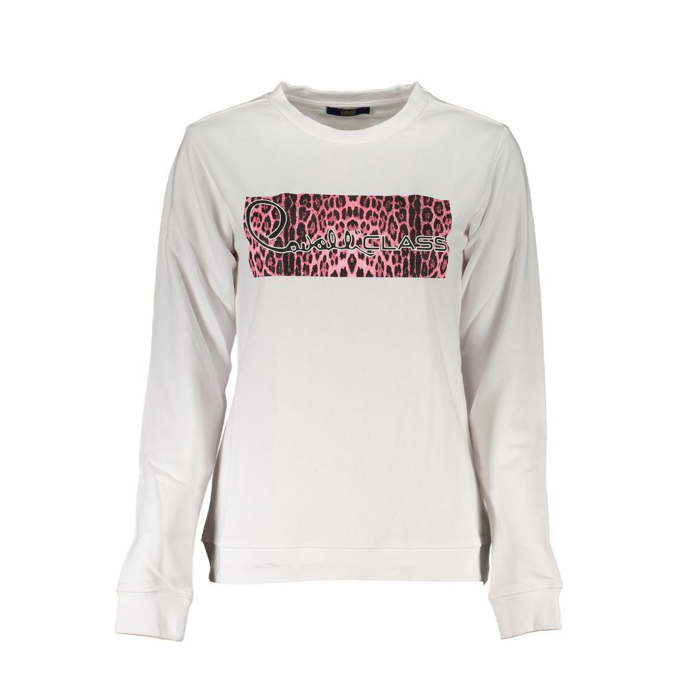 Cavalli Class Weißes Sweatshirt aus Baumwolle für Damen