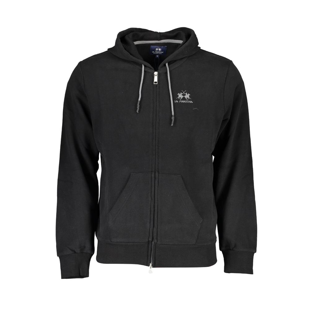 La Martina Schwarzer Baumwollpullover für Männer mit Kapuze