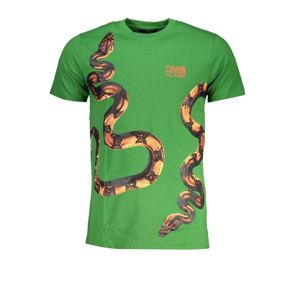 Cavalli Class Verde Baumwoll-T-Shirt für Herren