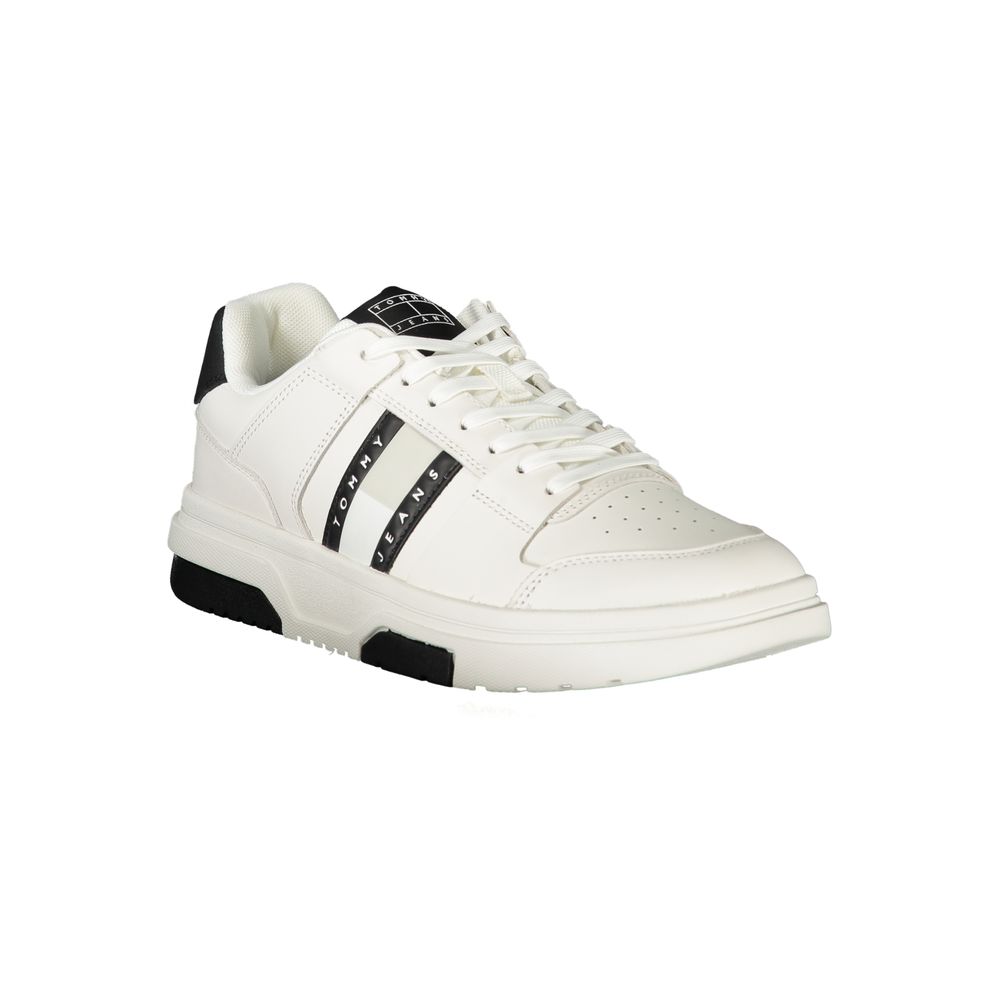 Tommy Hilfiger White Polyurethane Men's Sneakers