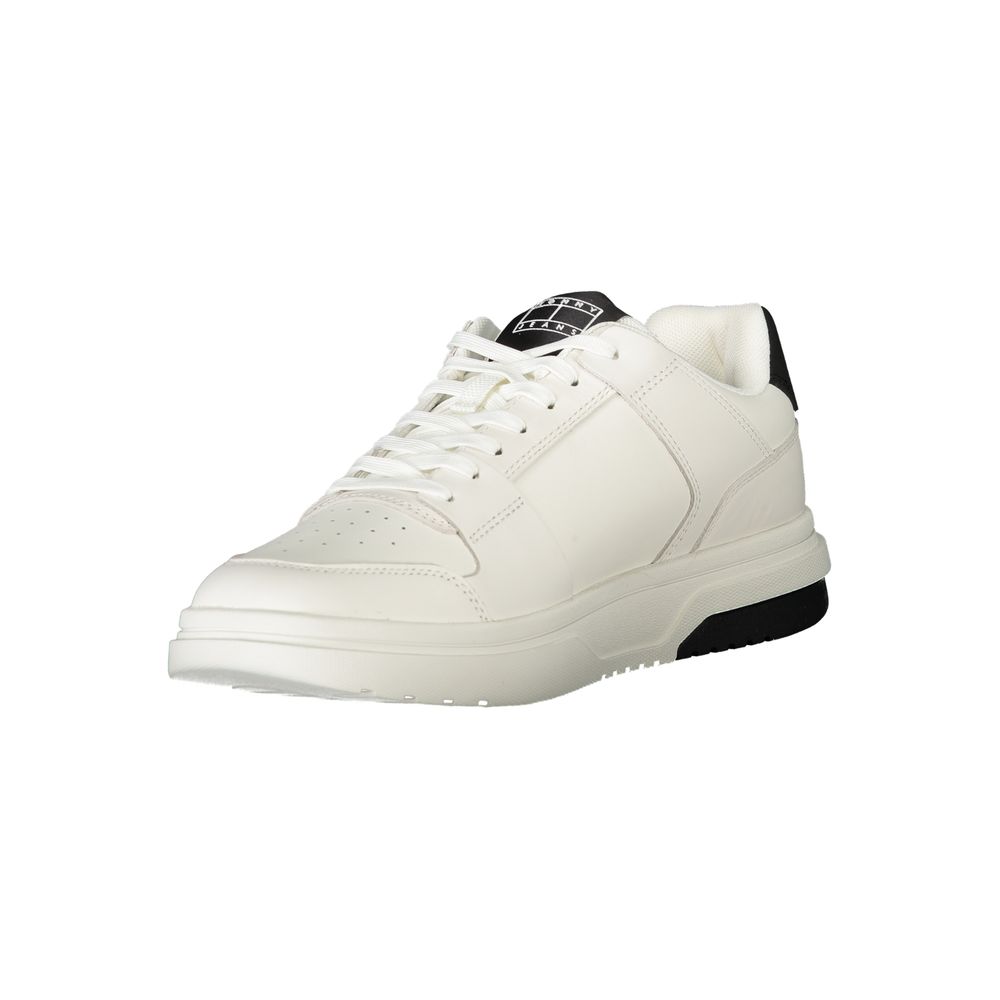Tommy Hilfiger White Polyurethane Men's Sneakers