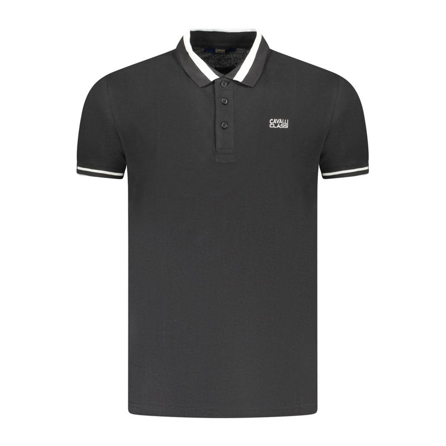 Cavalli Class Men's Black Cotton Polo Shirt