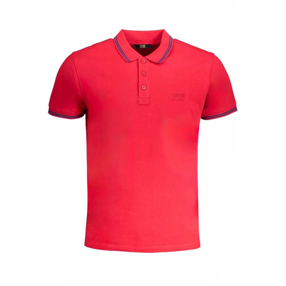 Cavalli Class Red Men's Cotton Polo Shirt