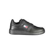 Tommy Hilfiger schwarzer Leder Herren Sneaker mit Schnürsenkeln und Logo